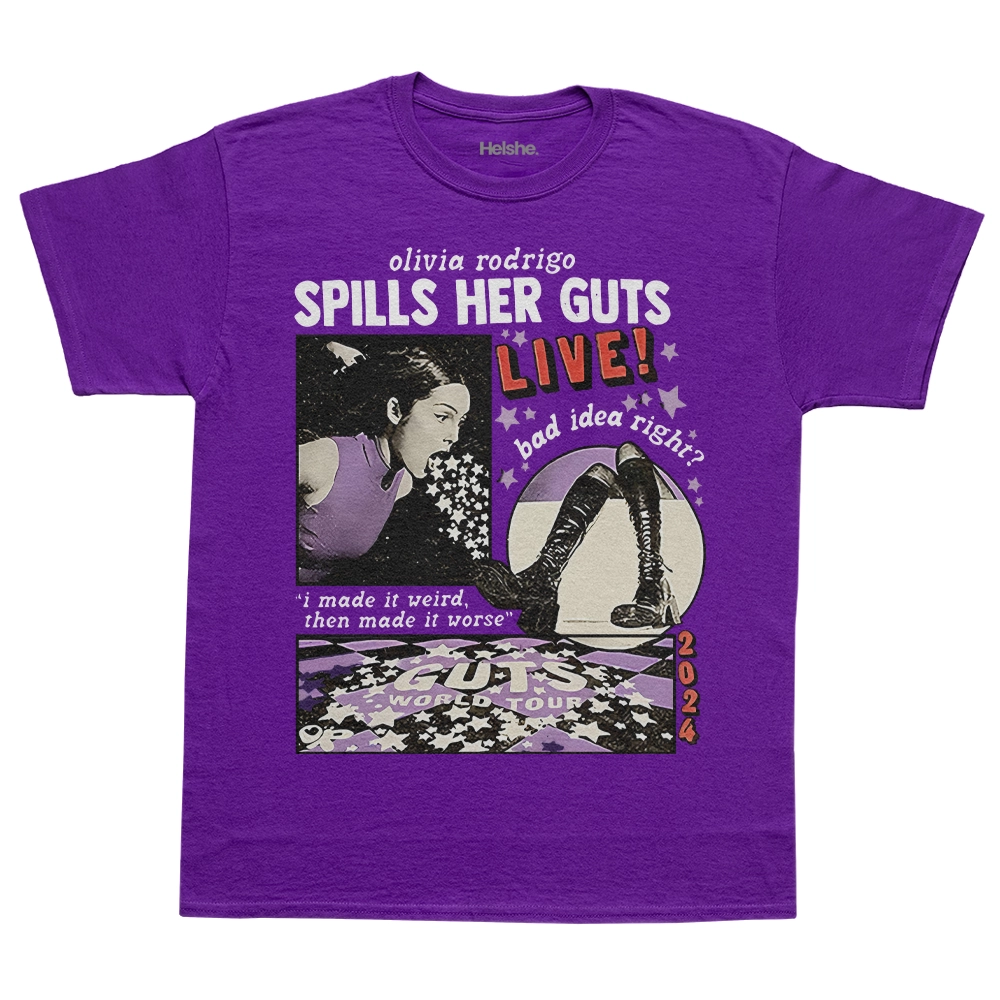 camiseta olivia rodrigo guts roxo